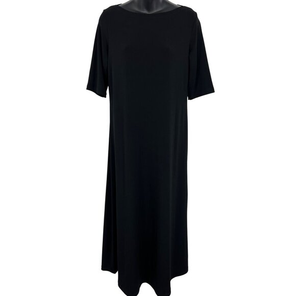 Koze Hawaii Womens Short Sleeve A-Line Midi Dress Stretch USA Scoop NWT New - Picture 1 of 9